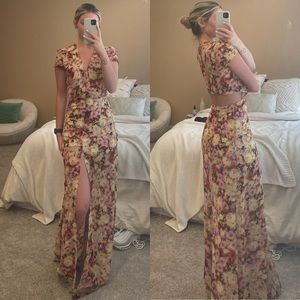 REFORMATION Floral Print Long Open Back Dress XS